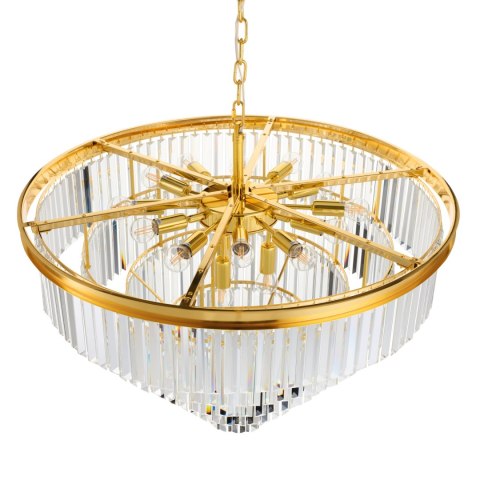 Lampa wisząca SPLENDORE 80 cm - żyrandol złoto-kryształowy