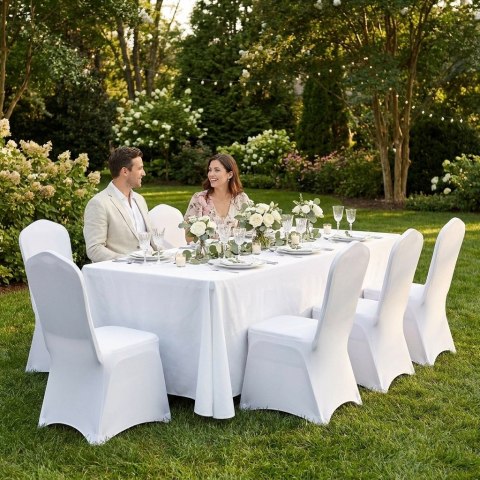 Zestaw krzesło bakietowe HEKATE zielone + pokrowiec WEDING biały