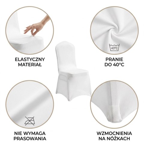 Zestaw krzesło bankietowe HERA beżowe + pokrowiec WEDING biały