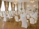 Zestaw krzesło bankietowe HESTIA białe + pokrowiec WEDING biały