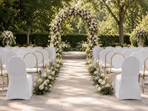 Zestaw krzesło bankietowe HESTIA białe + pokrowiec WEDING biały