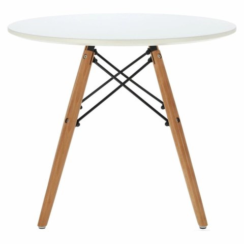 Stolik DTW średnica blatu 60 cm biały, drewniane nogi