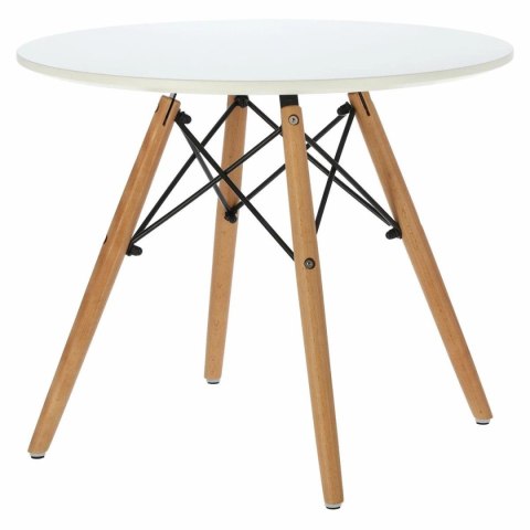 Stolik DTW średnica blatu 60 cm biały, drewniane nogi