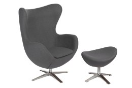 Fotel Jajo Soft z podnóżkiem wełna JA-2702 szary