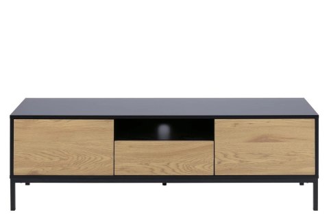 Komoda Seaford TV czarna dąb naturalny