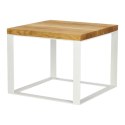 Stolik Square 45x45 biały płasko. 40 mm blat olejowany dąb szczotkowany