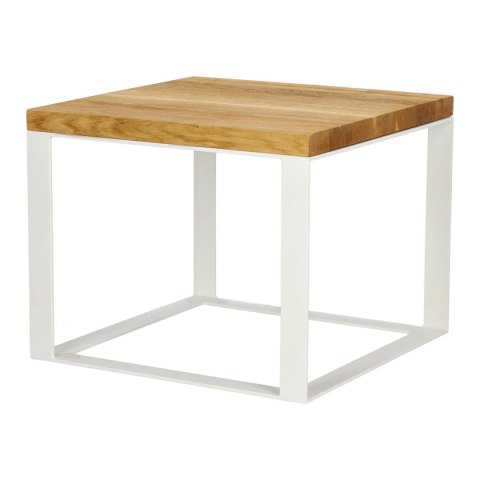 Stolik Square 45x45 biały płasko. 40 mm blat olejowany dąb szczotkowany
