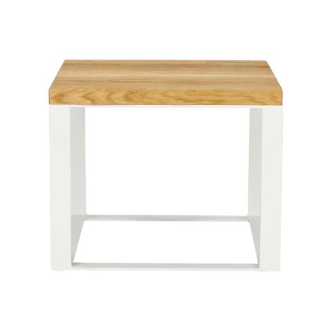 Stolik Square 45x45 biały płasko. 40 mm blat olejowany dąb szczotkowany