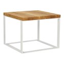Stolik Square 45x45 biały płasko. 40 mm blat olejowany dąb szczotkowany