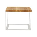 Stolik Square 45x45 biały płasko. 40 mm blat olejowany dąb szczotkowany