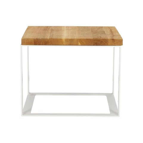 Stolik Square 45x45 biały płasko. 40 mm blat olejowany dąb szczotkowany