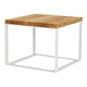 Stolik Square 45x45 biały płasko. 40 mm blat olejowany dąb szczotkowany