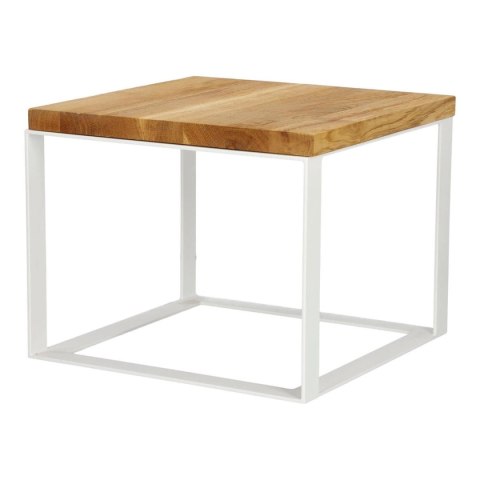 Stolik Square 45x45 biały płasko. 40 mm blat olejowany dąb szczotkowany