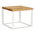 Stolik Square 45x45 biały płasko. 40 mm blat olejowany dąb szczotkowany