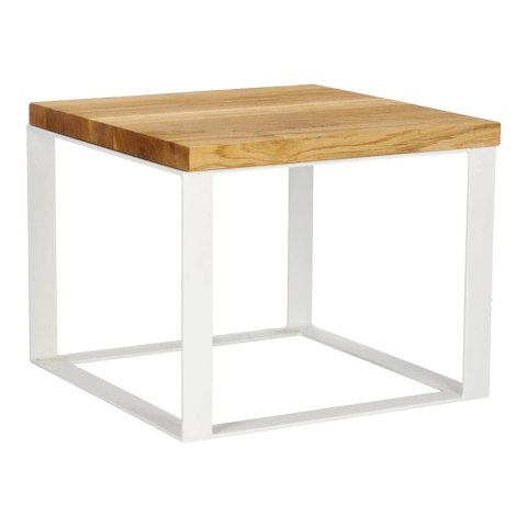 Stolik Square 45x45 biały płasko. 40 mm blat olejowany dąb szczotkowany