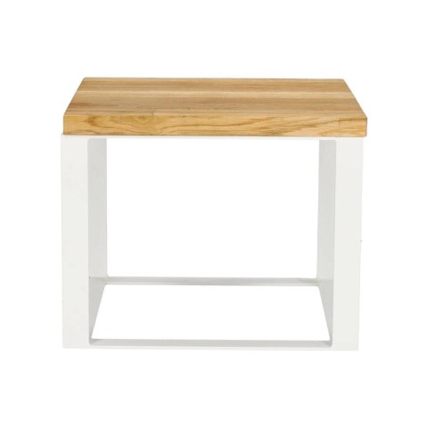 Stolik Square 45x45 biały płasko. 40 mm blat olejowany dąb szczotkowany