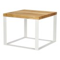 Stolik Square 45x45 biały płasko. 40 mm blat olejowany dąb szczotkowany
