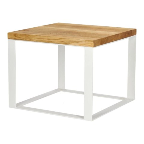 Stolik Square 45x45 biały płasko. 40 mm blat olejowany dąb szczotkowany