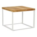Stolik Square 45x45 biały płasko. 40 mm blat olejowany dąb szczotkowany