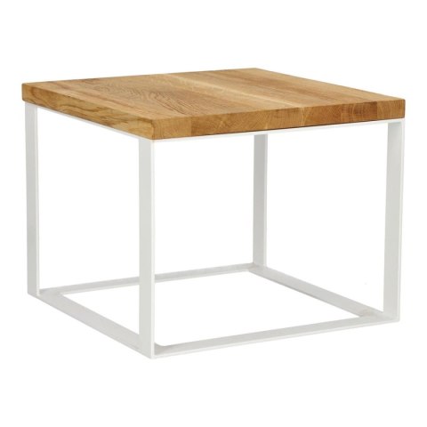 Stolik Square 45x45 biały płasko. 40 mm blat olejowany dąb szczotkowany