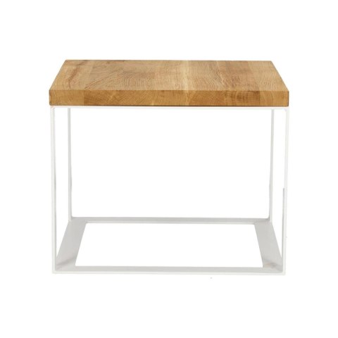 Stolik Square 45x45 biały płasko. 40 mm blat olejowany dąb szczotkowany