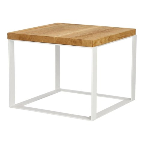 Stolik Square 45x45 biały płasko. 40 mm blat olejowany dąb szczotkowany
