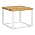 Stolik Square 45x45 biały płasko. 40 mm blat olejowany dąb szczotkowany