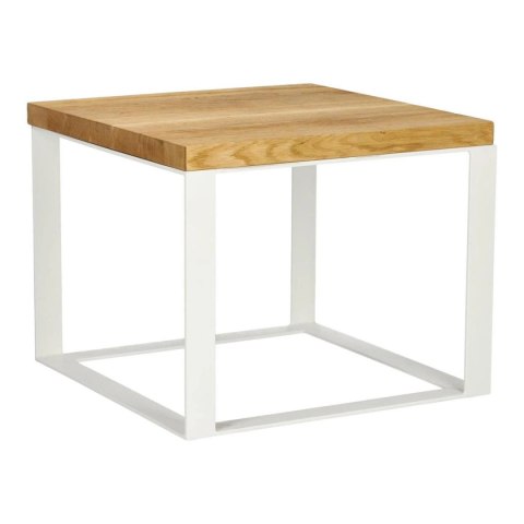 Stolik Square 45x45 biały płasko. 40 mm blat olejowany dąb szczotkowany