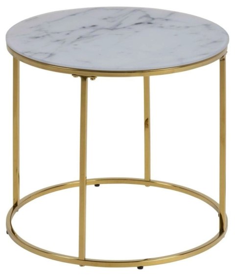 Stolik okrągły Bolton śr.50 cm marmur/ z łoty
