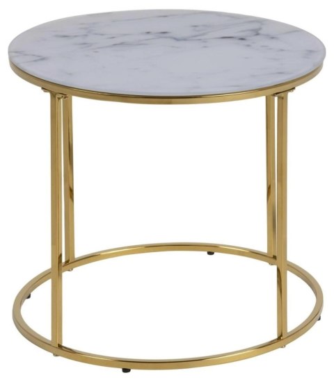 Stolik okrągły Bolton śr.50 cm marmur/ z łoty