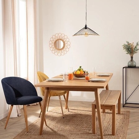 Fotel Celeste granatowy/nogi naturalne