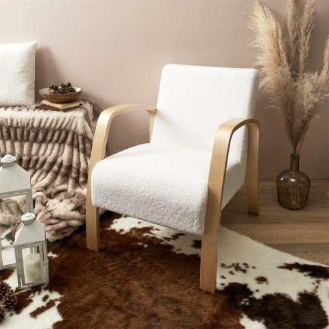 Fotel Hella boucle biały/ naturalny
