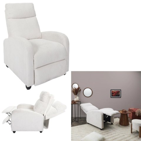 Fotel rozkładany Recliner Dream biały sztruks