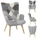 Fotel uszak Helsinki szary patchwork