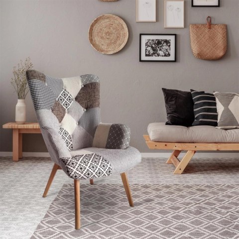 Fotel uszak Helsinki szary patchwork