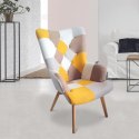 Fotel uszak Helsinki żółty patchwork