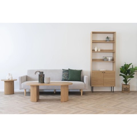 Sofa rozkładana Kells beżowa ciemna/ naturalne nogi