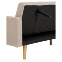 Sofa rozkładana Kells beżowa ciemna/ naturalne nogi