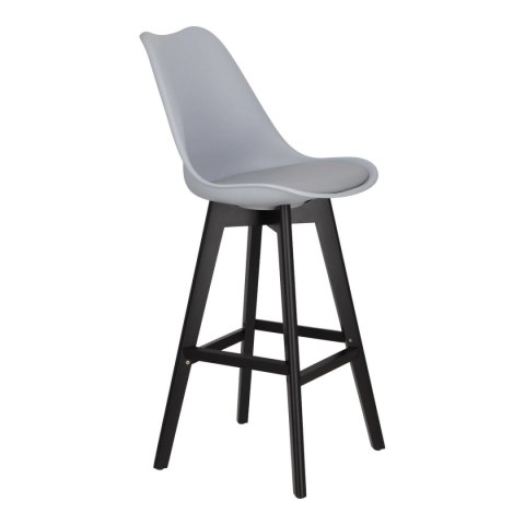 Stołek barowy Norden wood black high PP szary
