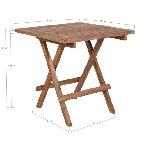 Stolik pomocniczy Bilbao 50x50cm naturalny tekowy