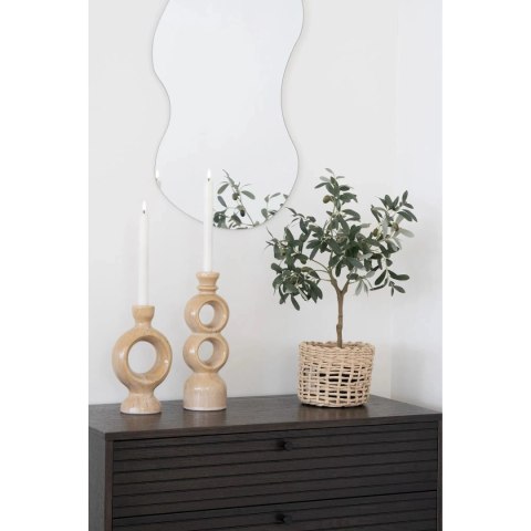 Świecznik ceramiczny brązowy okrągły
