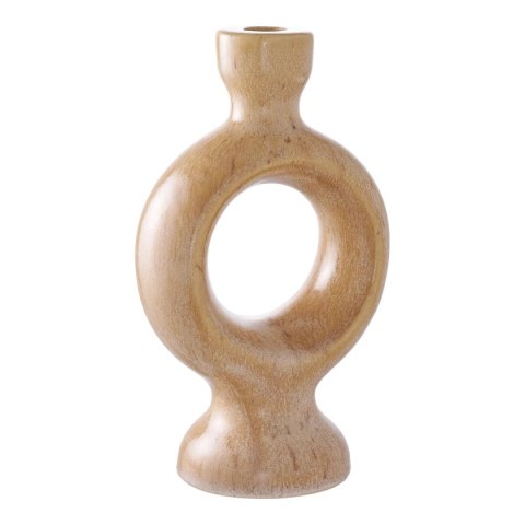 Świecznik ceramiczny brązowy okrągły