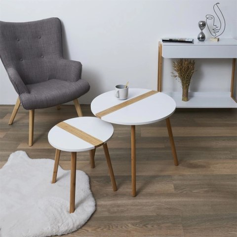 Zestaw 2 stolików kawowych Paraiba biały/naturalny