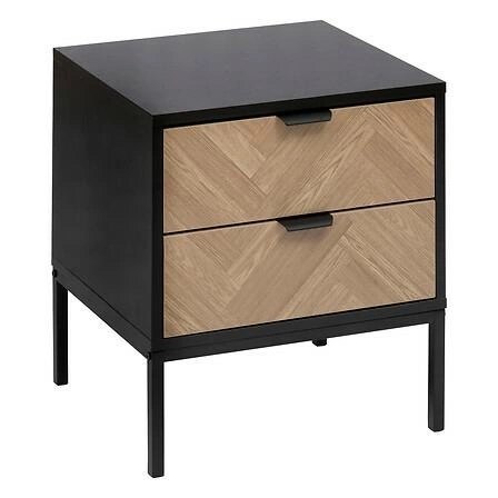 Szafka nocna Chevron z efektem naturalnego drewna