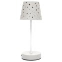Lampa stołowa ładowana z ażurowymi gwiazdkami biała