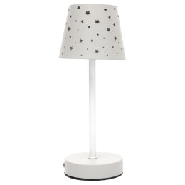 Lampa stołowa ładowana z ażurowymi gwiazdkami biała