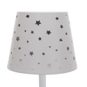 Lampa stołowa ładowana z ażurowymi gwiazdkami biała