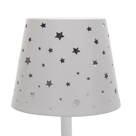 Lampa stołowa ładowana z ażurowymi gwiazdkami biała