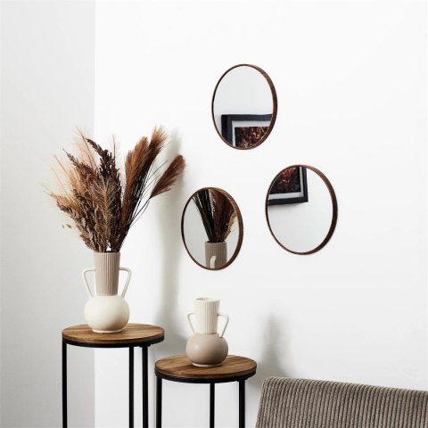 Zestaw 3 luster Toronto, okrągłych, orzech 26cm