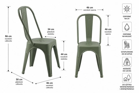 Zestaw 4 Krzeseł TOWER PARIS PP UV ciemnozielone